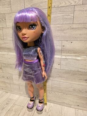 Purple Fashion Doll with Shiny Hair and Stylish Outfit